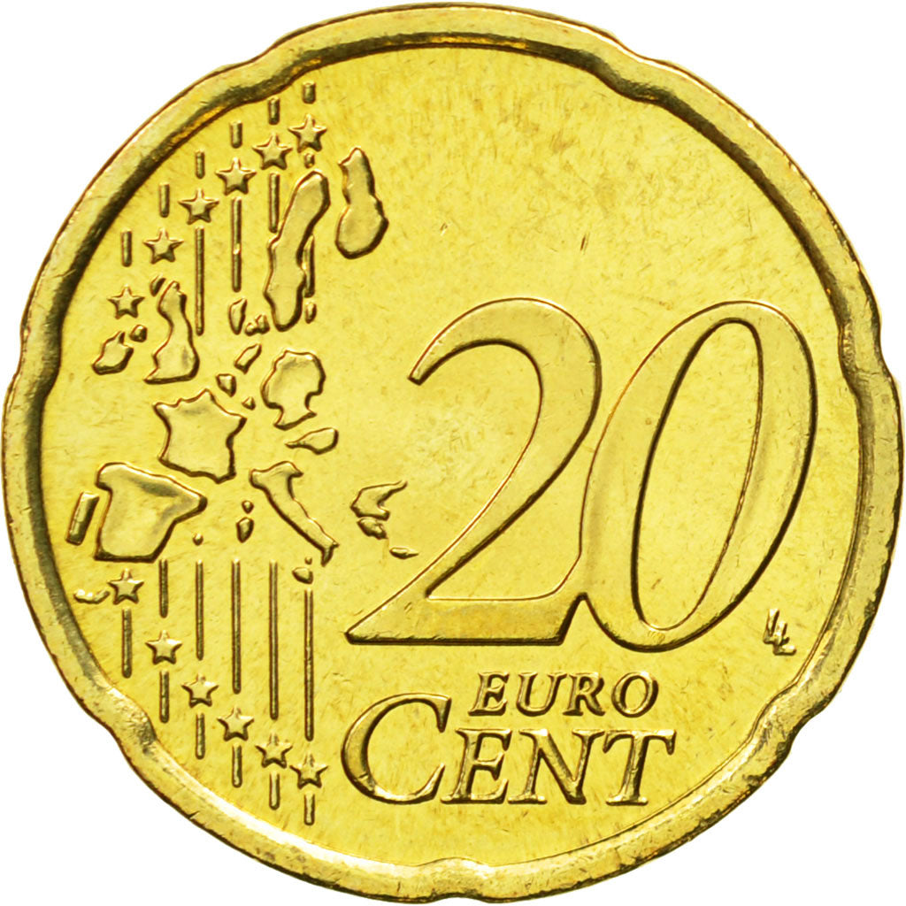 REPUBBLICA D’IRLANDA, 20 Euro Cent, 2004, SPL, Ottone, KM:36