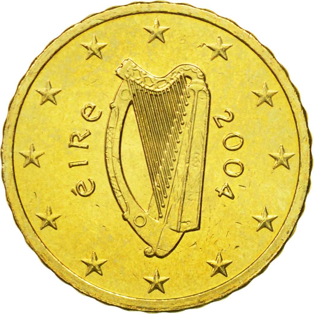 REPUBBLICA D’IRLANDA, 10 Euro Cent, 2004, SPL, Ottone, KM:35