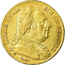 Coin, France, Louis XVIII, Louis XVIII, 20 Francs, 1815, Paris, AU(50-53), Gold
