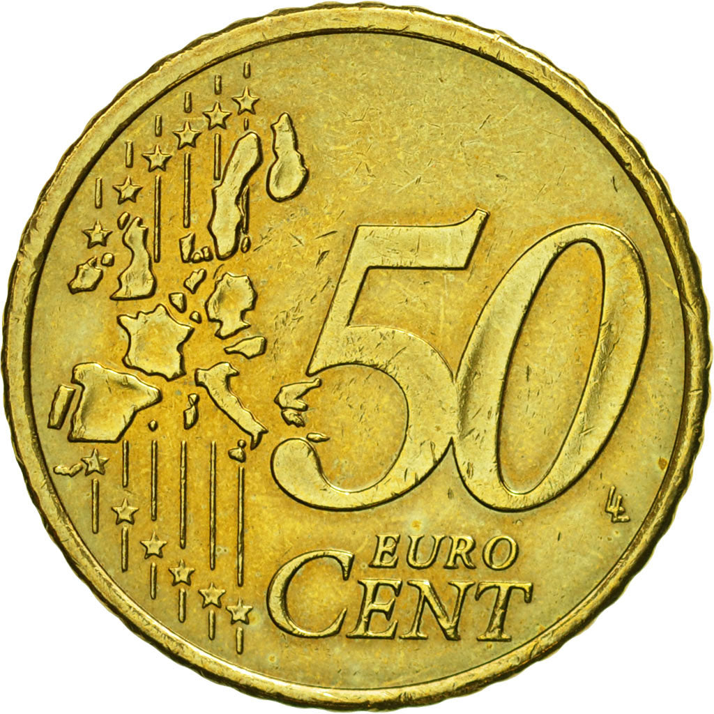 IRELAND REPUBLIC, 50 Euro Cent, 2002, MS(60-62), Brass, KM:37