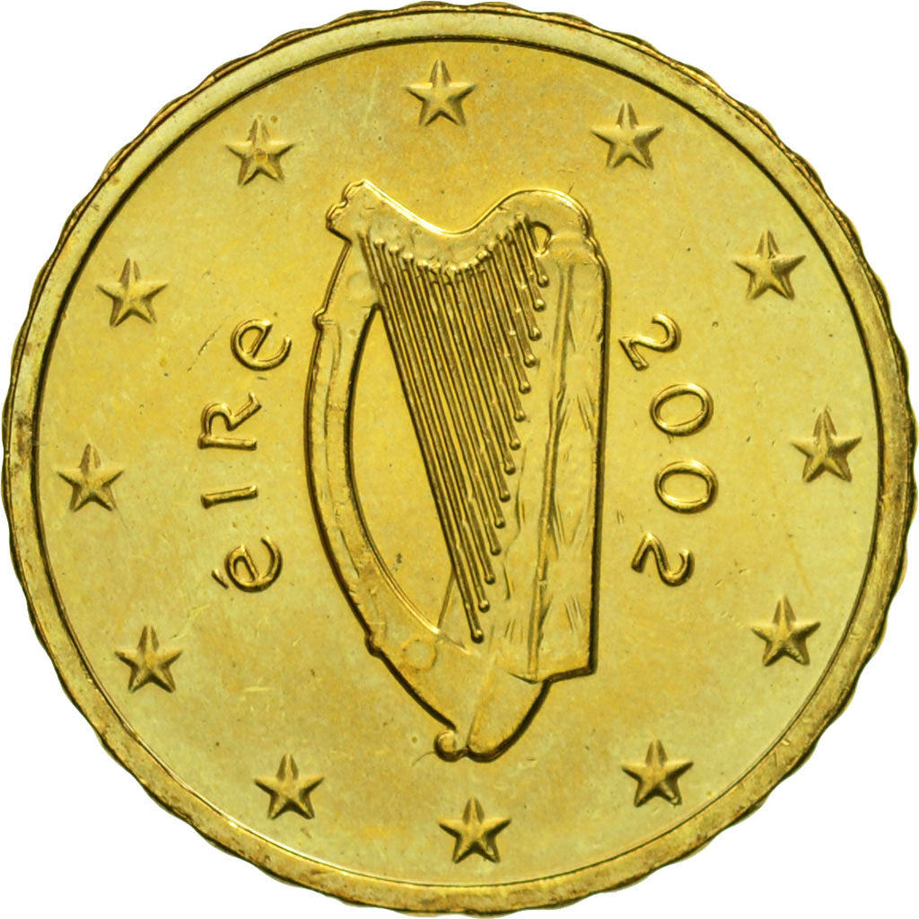REPUBBLICA D’IRLANDA, 10 Euro Cent, 2002, SPL, Ottone, KM:35
