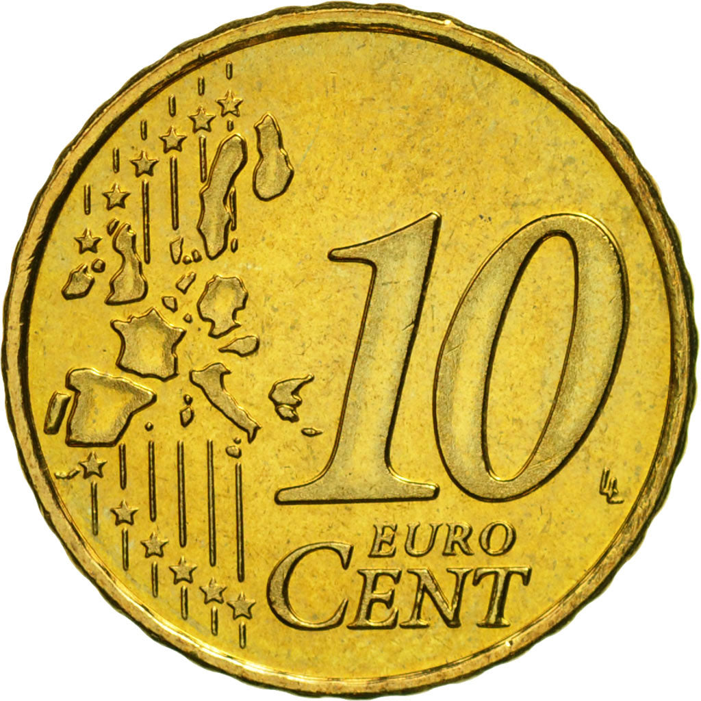 Netherlands, 10 Euro Cent, 2002, MS(63), Brass, KM:237