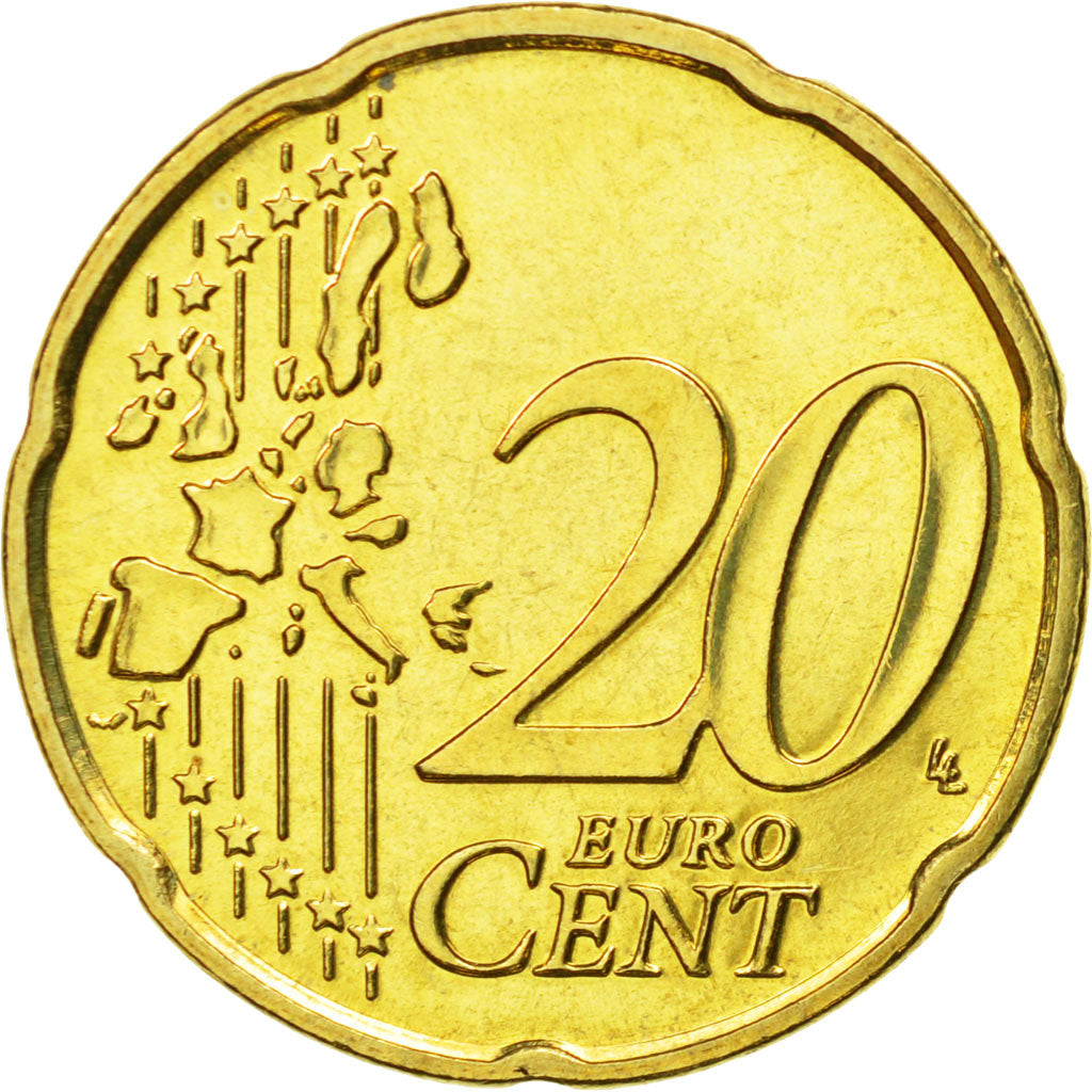 Bélgica, 20 Euro Cent, 2002, SC, Latón, KM:228