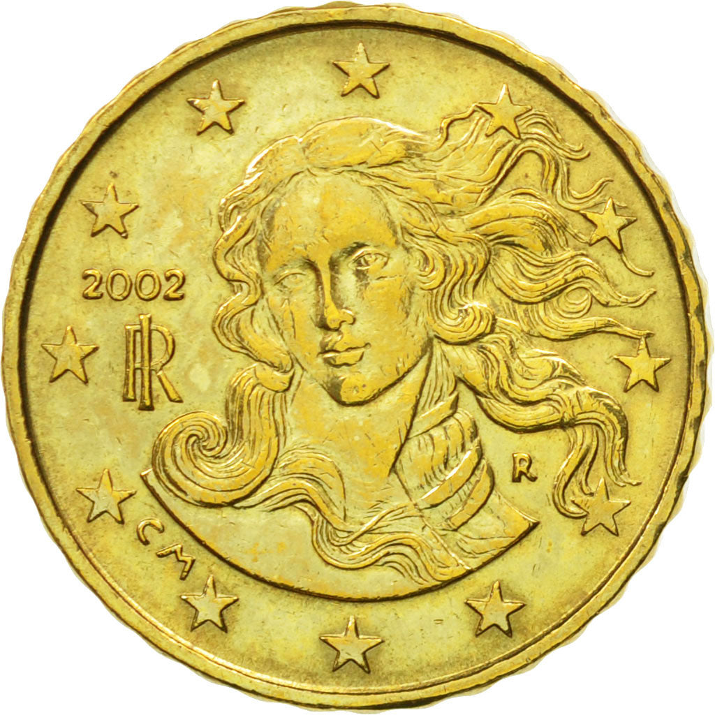 Italy, 10 Euro Cent, 2002, EF(40-45), Brass, KM:213