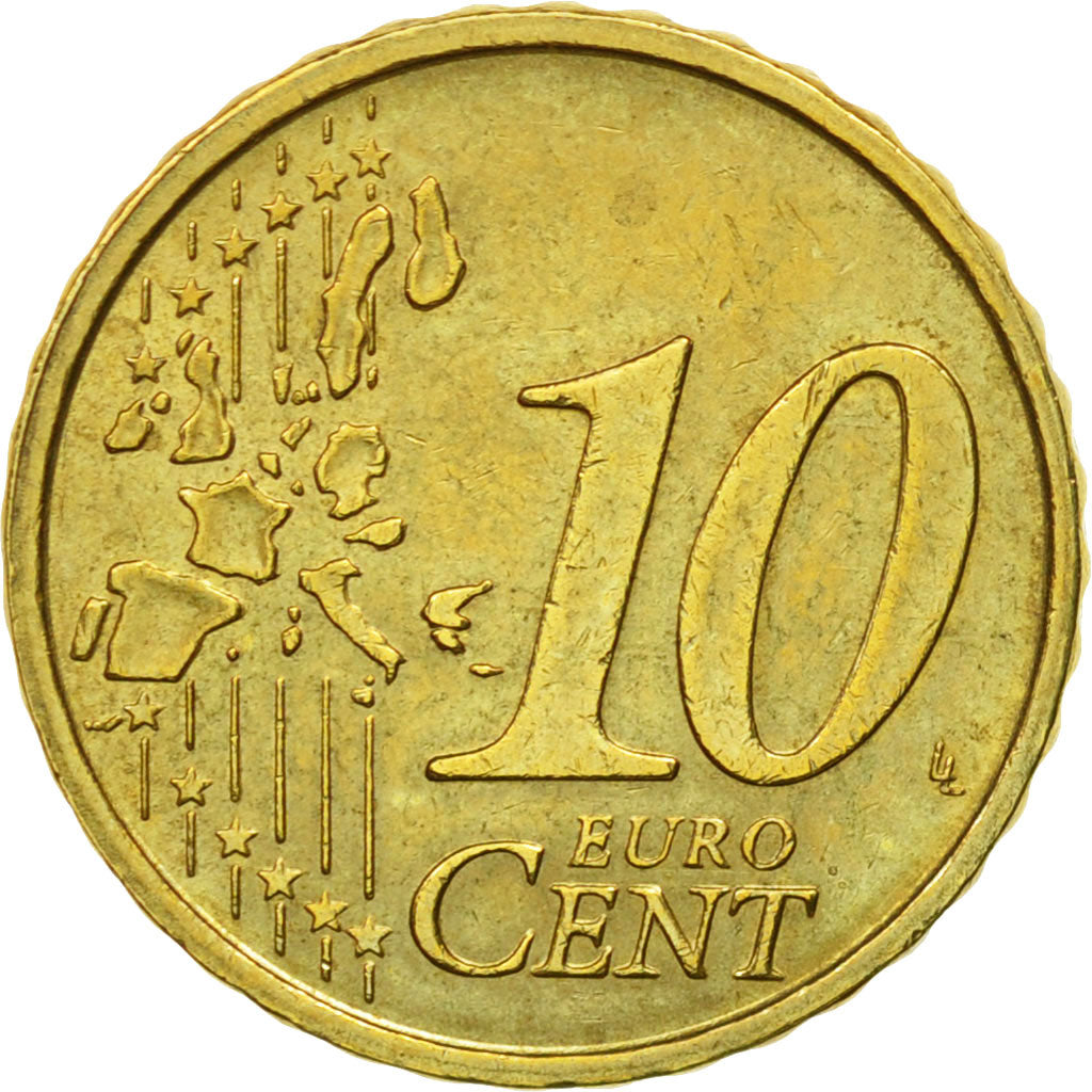 Italy, 10 Euro Cent, 2002, EF(40-45), Brass, KM:213