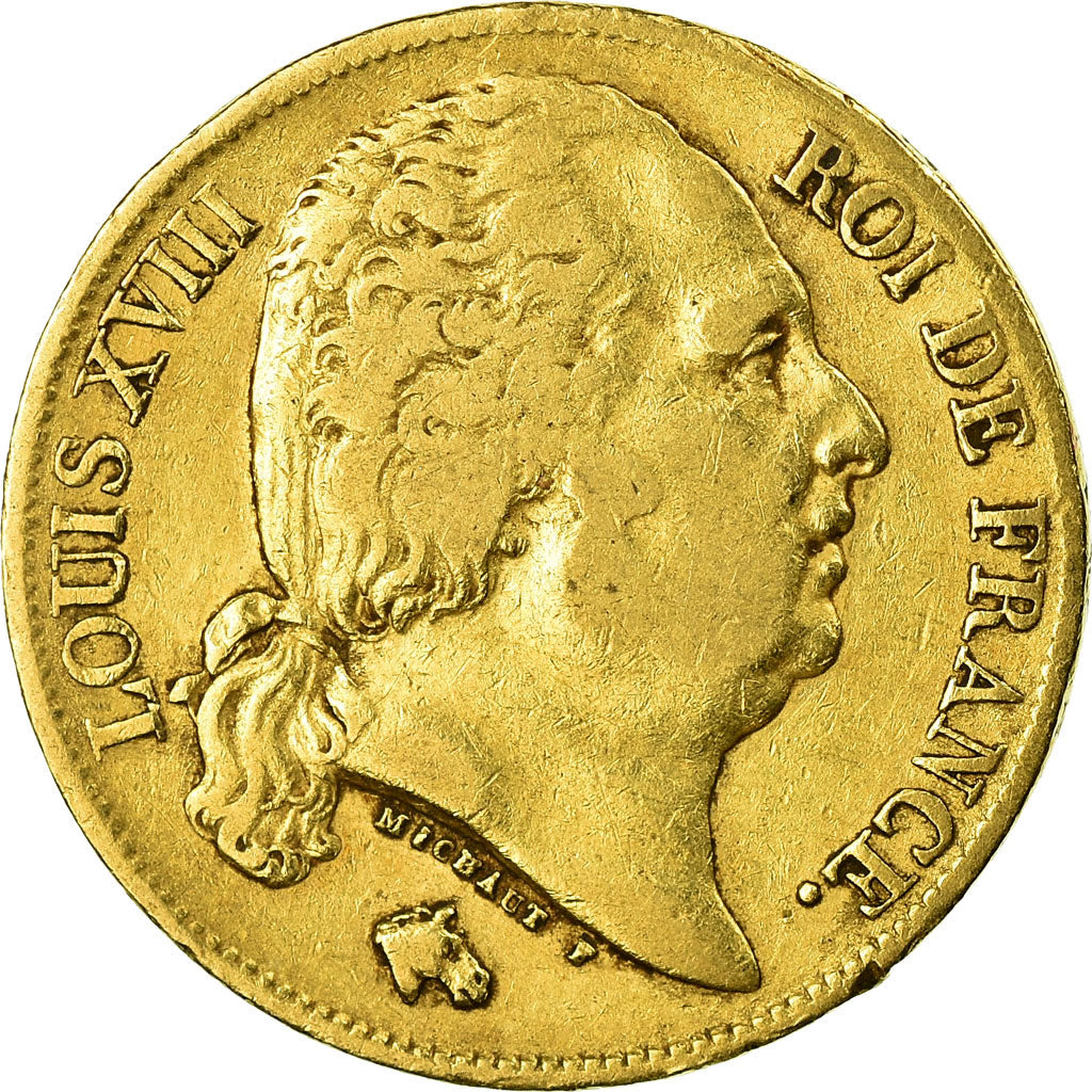 Moneta, Francia, Louis XVIII, Louis XVIII, 20 Francs, 1818, Paris, BB, Oro