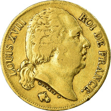 Moneta, Francia, Louis XVIII, Louis XVIII, 20 Francs, 1818, Paris, BB, Oro