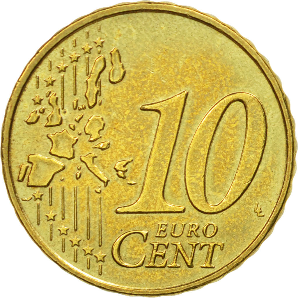 GERMANY - FEDERAL REPUBLIC, 10 Euro Cent, 2002, MS(60-62), Brass, KM:210