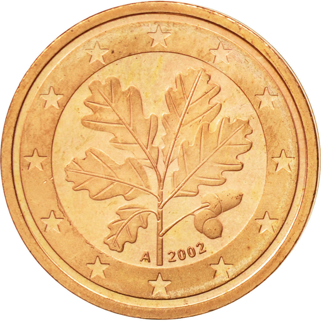 GERMANY - FEDERAL REPUBLIC, 2 Euro Cent, 2002, MS(63), Copper Plated Steel