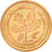 GERMANY - FEDERAL REPUBLIC, 2 Euro Cent, 2002, MS(63), Copper Plated Steel