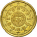 Portugal, 20 Euro Cent, 2002, MS(60-62), Brass, KM:744