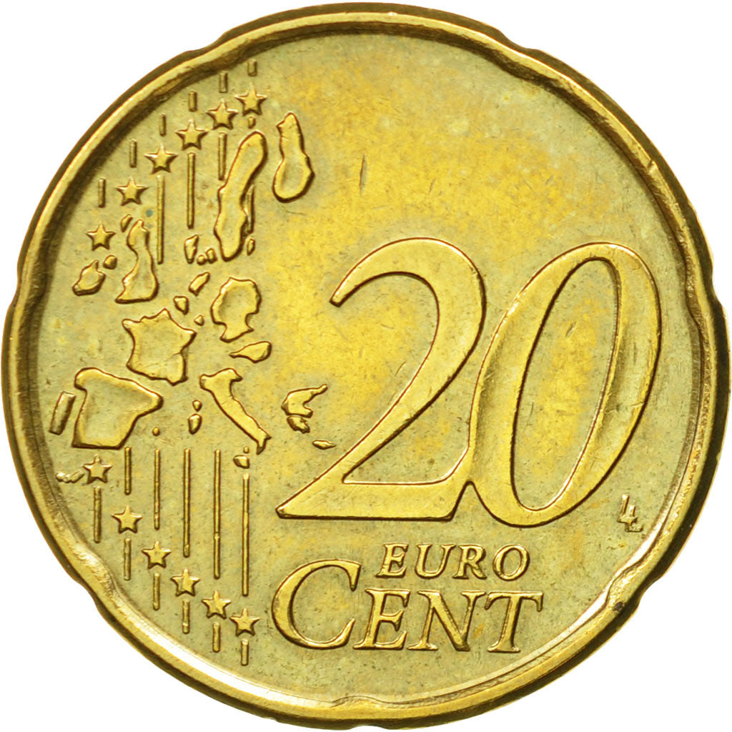 Portugal, 20 Euro Cent, 2002, MS(60-62), Brass, KM:744
