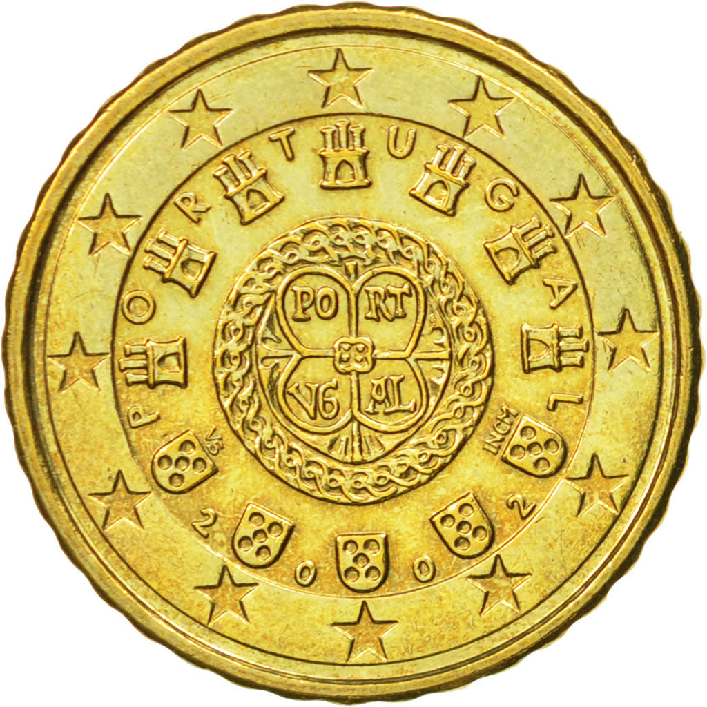 Portugal, 10 Euro Cent, 2002, MS(63), Brass, KM:743