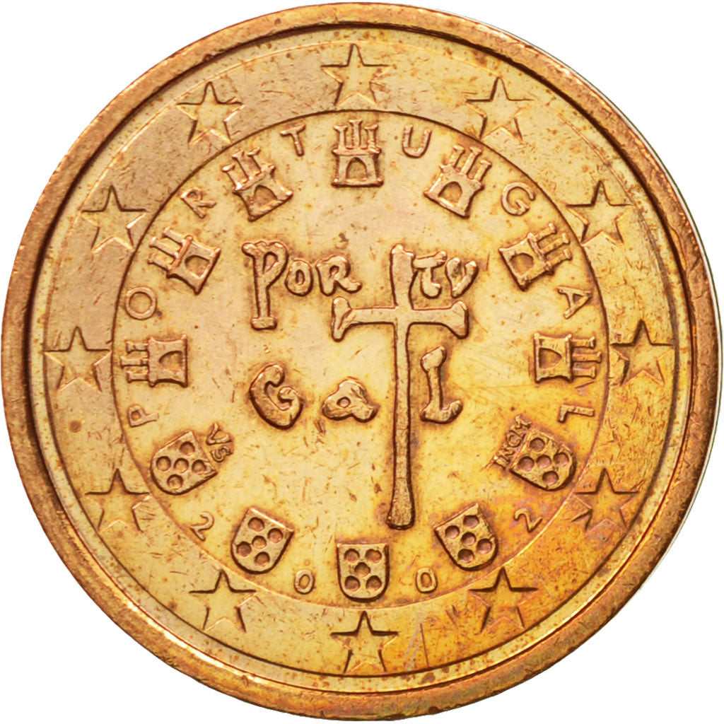 Portugal, 2 Euro Cent, 2002, MBC, Cobre chapado en acero, KM:741