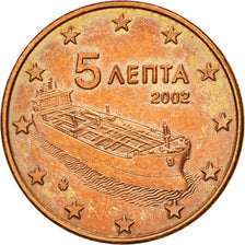 Greece, 5 Euro Cent, 2002, EF(40-45), Copper Plated Steel, KM:183