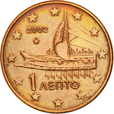 Greece, Euro Cent, 2002, MS(60-62), Copper Plated Steel, KM:181
