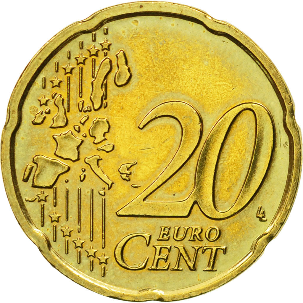 Luxemburg, 20 Euro Cent, 2002, VZ+, Messing, KM:79