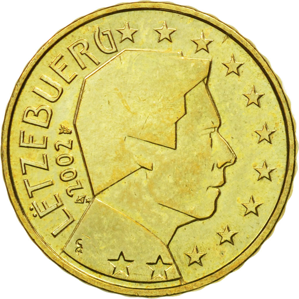 Luxembourg, 10 Euro Cent, 2002, MS(60-62), Brass, KM:78