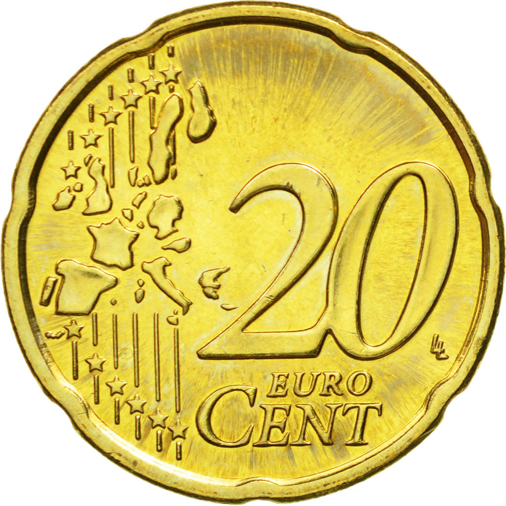 Finland, 20 Euro Cent, 2002, MS(60-62), Brass, KM:102