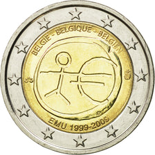 Belgia, 2 Euro, 10 th anniversary of emu, 2009, MS(60-62), Bimetaliczny, KM:282