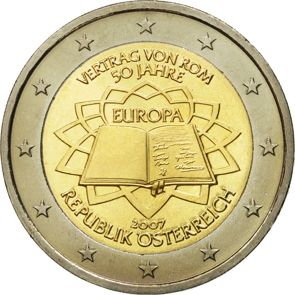 Austria, 2 Euro, Traité de Rome 50 ans, 2007, MS(63), Bi-Metallic, KM:3150