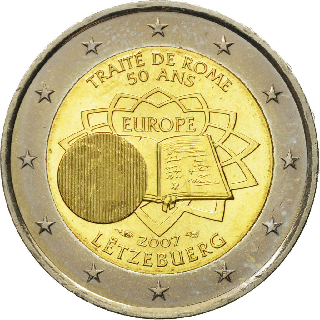 Luxembourg, 2 Euro, Traité de Rome 50 ans, 2007, MS(63), Bi-Metallic, KM:94