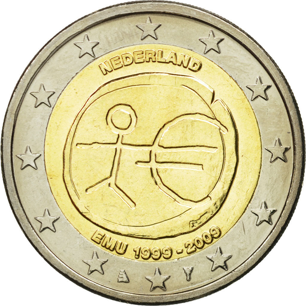 Netherlands, 2 Euro, european monetary union 10 th anniversary, 2009, MS(63)