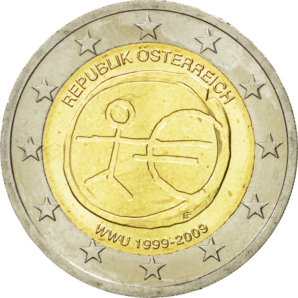 Austria, 2 Euro, european monetary union 10 th anniversary, 2009, MS(63)