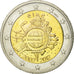 IRELAND REPUBLIC, 2 Euro, 10 ans de l'Euro, 2012, MS(63), Bi-Metallic, KM:71