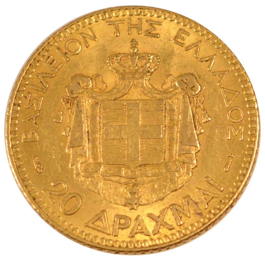 GREECE, 20 Drachmai, 1884, Paris, KM #56, AU(55-58), Gold, 6.43