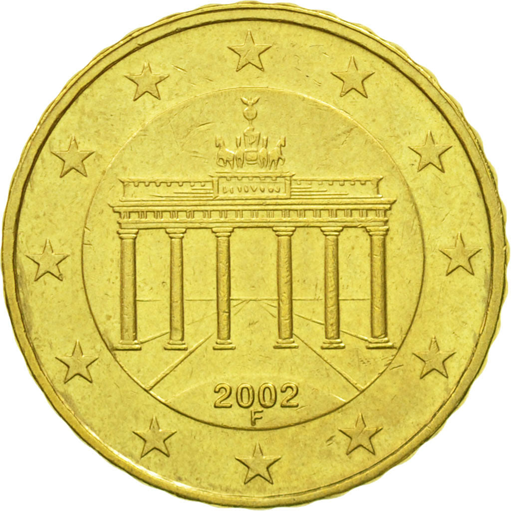 GERMANY - FEDERAL REPUBLIC, 10 Euro Cent, 2002, EF(40-45), Brass, KM:210