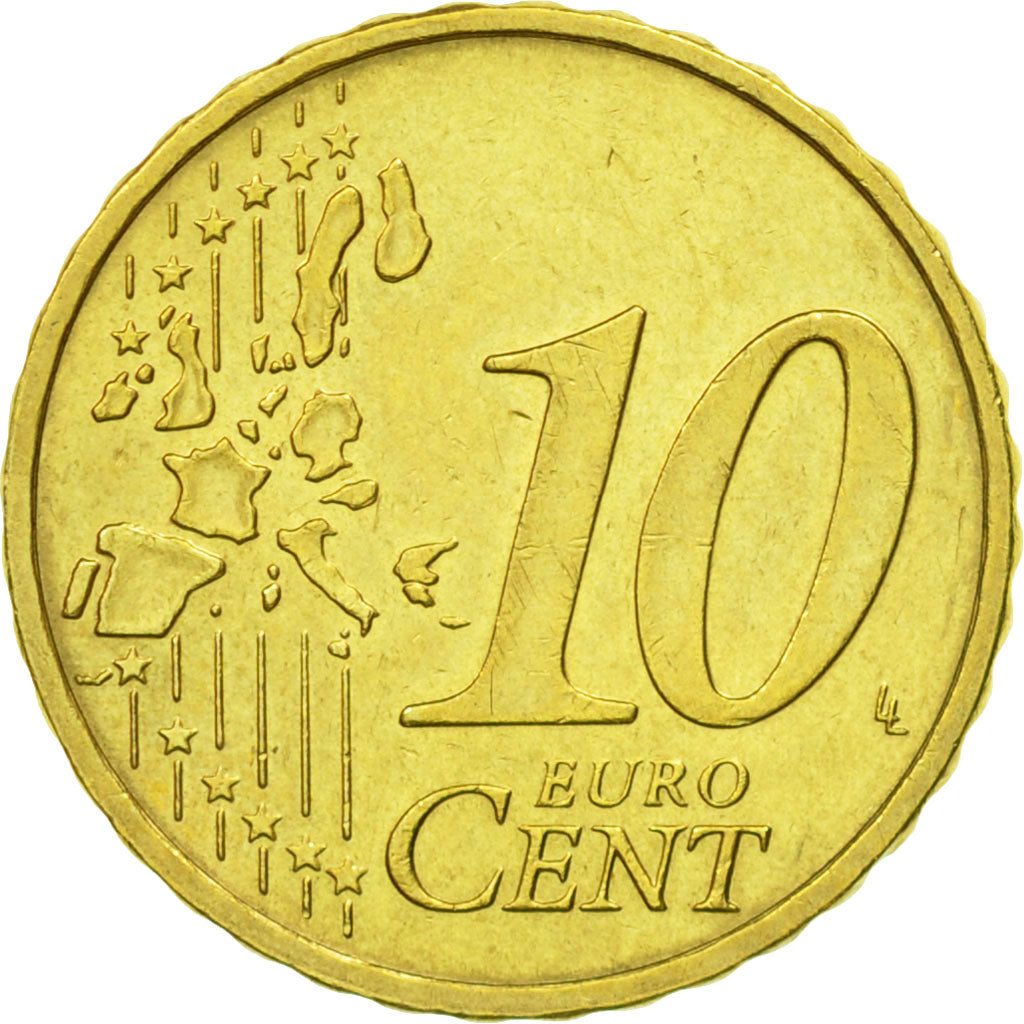 GERMANY - FEDERAL REPUBLIC, 10 Euro Cent, 2002, EF(40-45), Brass, KM:210