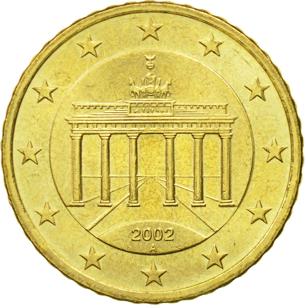 GERMANY - FEDERAL REPUBLIC, 50 Euro Cent, 2002, MS(60-62), Brass, KM:212