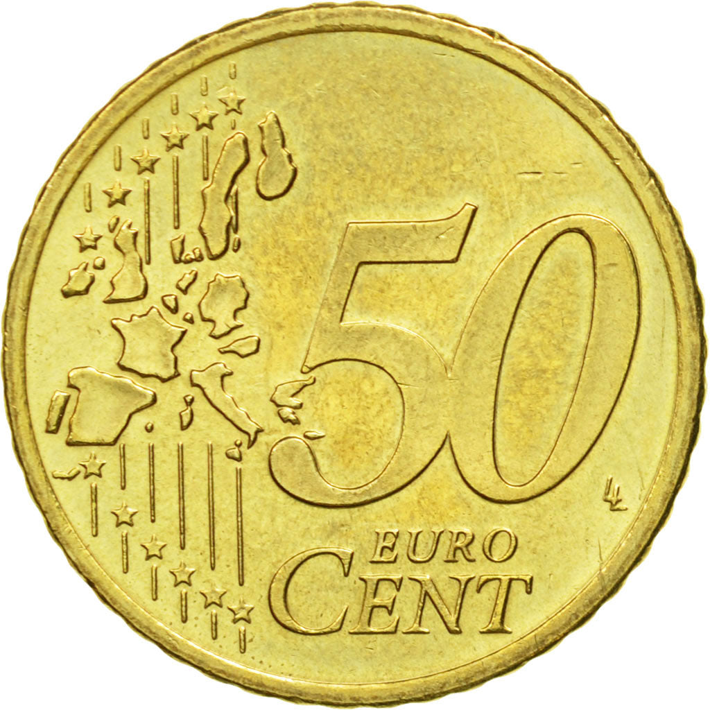 GERMANY - FEDERAL REPUBLIC, 50 Euro Cent, 2002, MS(60-62), Brass, KM:212