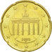 GERMANY - FEDERAL REPUBLIC, 20 Euro Cent, 2002, EF(40-45), Brass, KM:211