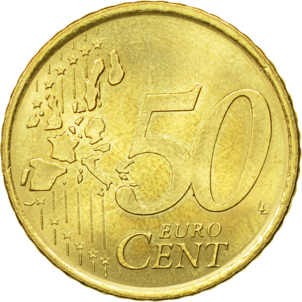 Spain, 50 Euro Cent, 2000, AU(50-53), Brass, KM:1045