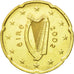 REPUBLIKA IRLANDII, 20 Euro Cent, 2002, Sandyford, AU(50-53), Mosiądz, KM:36