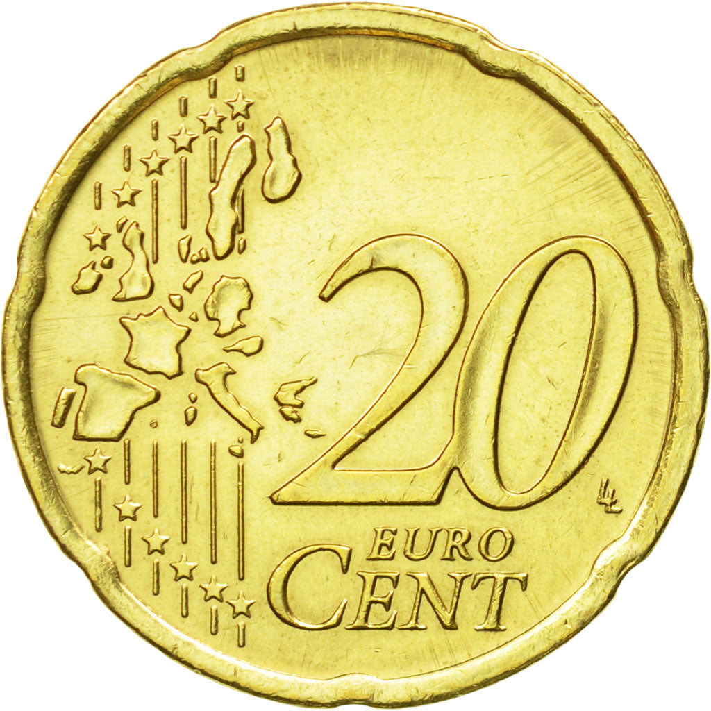REPUBBLICA D’IRLANDA, 20 Euro Cent, 2002, BB+, Ottone, KM:36
