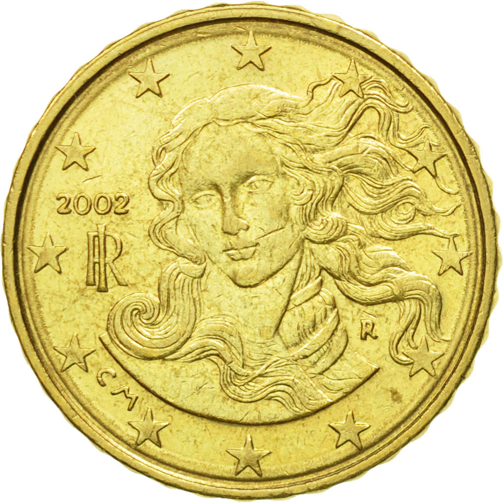 Italy, 10 Euro Cent, 2002, AU(50-53), Brass, KM:213