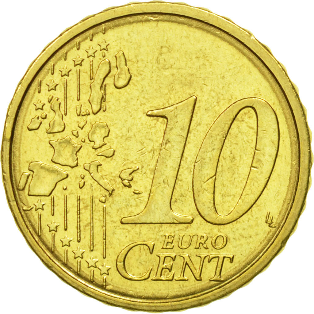 Italy, 10 Euro Cent, 2002, AU(50-53), Brass, KM:213
