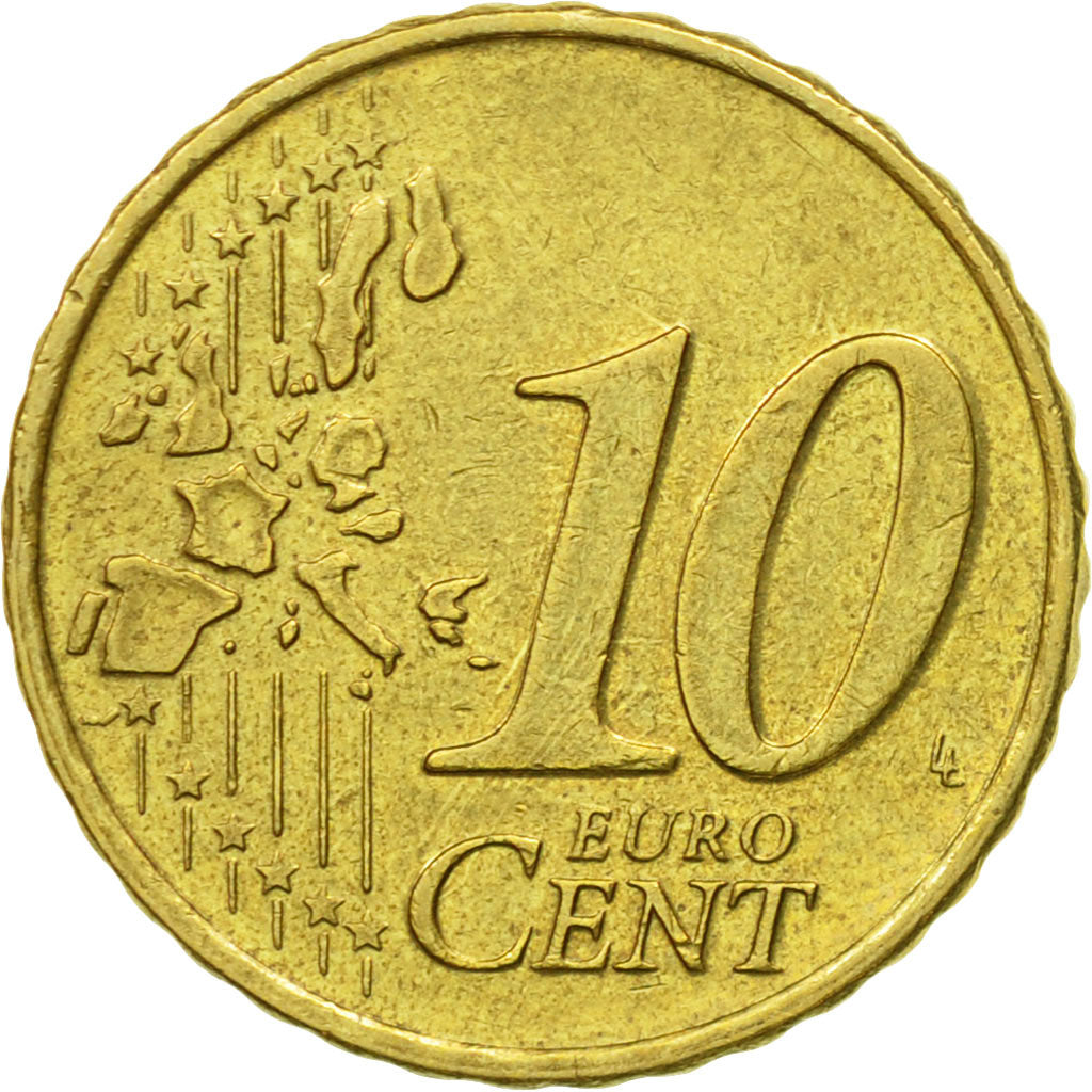 Netherlands, 10 Euro Cent, 2000, EF(40-45), Brass, KM:237
