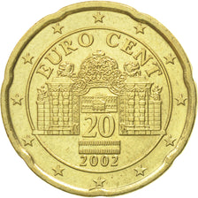 Austria, 20 Euro Cent, 2002, MS(60-62), Brass, KM:3086