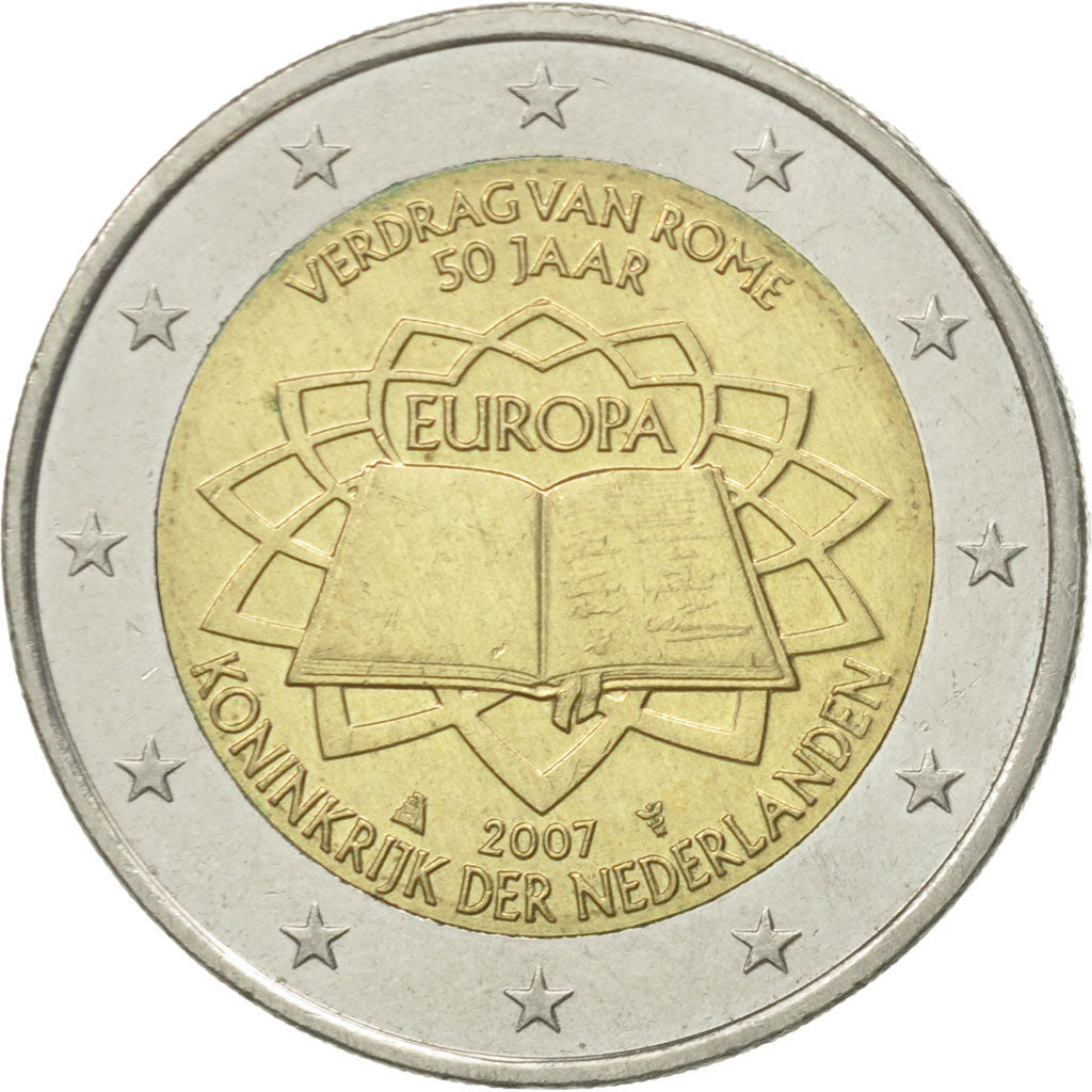 Netherlands, 2 Euro, Traité de Rome 50 ans, 2007, EF(40-45), Bi-Metallic