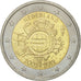 Netherlands, 2 Euro, 10 ans de l'Euro, 2012, EF(40-45), Bi-Metallic, KM:308