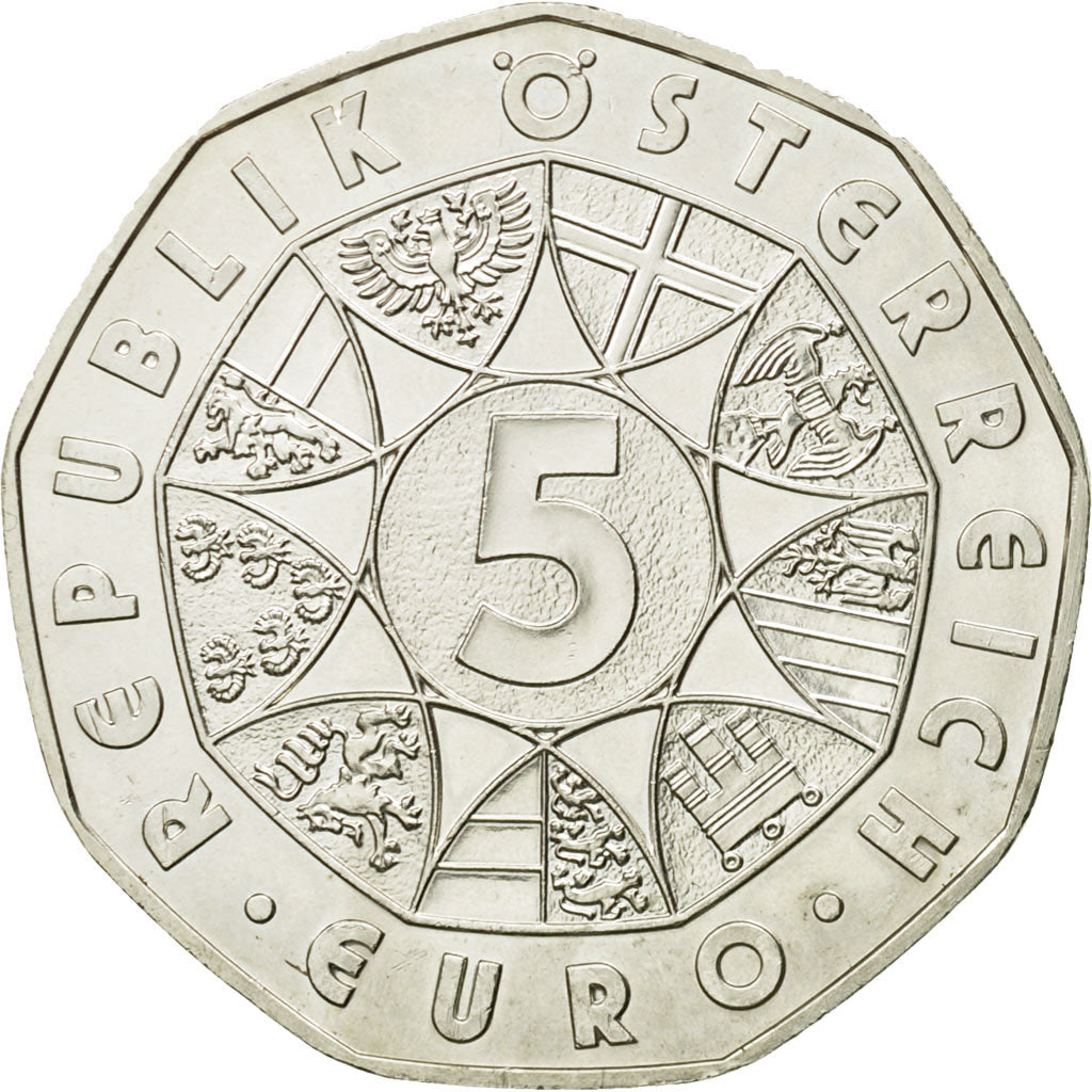 Austria, 5 Euro, 10th Anniversary of Austrian E U Membership, 2005, MS(63)