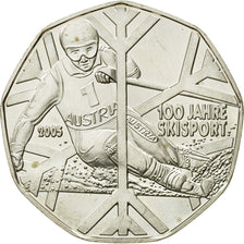 Austria, 5 Euro, Centennial of Sport Skiing, 2005, MS(63), Silver, KM:3117