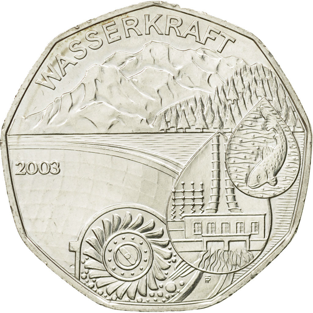 Austria, 5 Euro, Water Power, 2003, MS(63), Silver, KM:3105