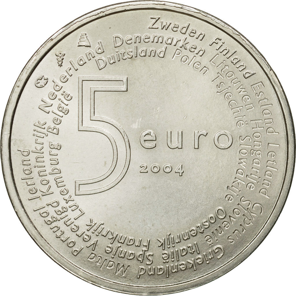 Netherlands, 5 Euro, new eec member countries, 2004, AU(50-53), Silver