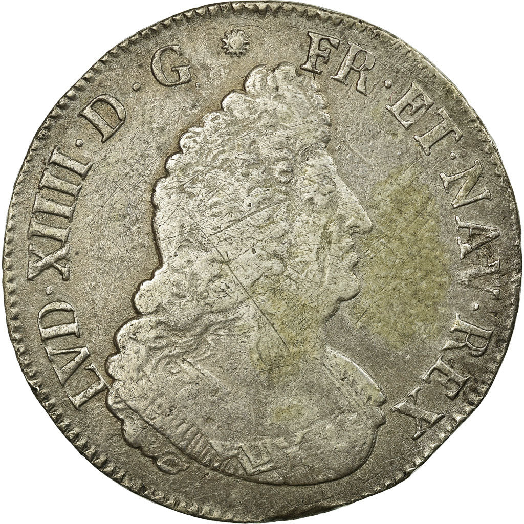 Coin, France, Louis XIV, Écu aux palmes, Ecu, 1697, Paris, VF(30-35), Silver