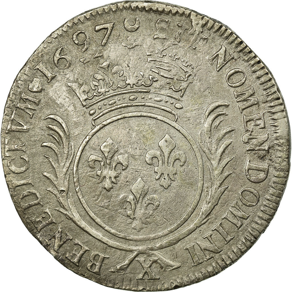 Coin, France, Louis XIV, Écu aux palmes, Ecu, 1697, Paris, VF(30-35), Silver